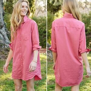 Frank and Eileen MARY Flamingo Pink Famous Denim Shirtdress Button Up Size S